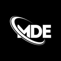 mde logotyp. med brev. mde bokstavslogotypdesign. initialer mde logotyp länkad med cirkel och versaler monogram logotyp. mde typografi för teknik, företag och fastighetsmärke. vektor