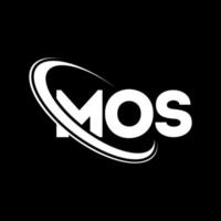 Mos-Logo. mos brief. Logo-Design mit Mos-Buchstaben. Initialen-Mos-Logo, verbunden mit Kreis und Monogramm-Logo in Großbuchstaben. mos typografie für technologie, business und immobilienmarke. vektor