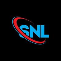 snl logotyp. snl brev. snl bokstavslogotypdesign. initialer snl logotyp länkad med cirkel och versaler monogram logotyp. snl typografi för teknik, företag och fastighetsmärke. vektor