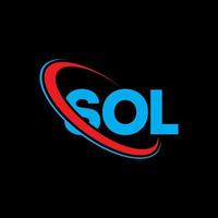 Sol-Logo. Sol-Brief. Logo-Design mit Sol-Buchstaben. Sol-Logo mit den Initialen, verbunden mit einem Kreis und einem Monogramm-Logo in Großbuchstaben. sol typografie für technologie-, geschäfts- und immobilienmarke. vektor