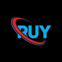 Ruy-Logo. Ruy-Brief. Ruy-Brief-Logo-Design. Initialen-Ruy-Logo, verbunden mit Kreis und Monogramm-Logo in Großbuchstaben. ruy typografie für technologie-, geschäfts- und immobilienmarke. vektor