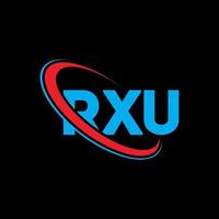rxu logotyp. rxu brev. rxu brev logotyp design. initialer rxu logotyp länkad med cirkel och versaler monogram logotyp. rxu typografi för teknik, företag och fastighetsmärke. vektor