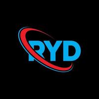 Ryd-Logo. Ryder Brief. Ryd-Brief-Logo-Design. Initialen-Ryd-Logo, verbunden mit Kreis und Monogramm-Logo in Großbuchstaben. ryd typografie für technologie-, geschäfts- und immobilienmarke. vektor