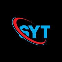 syt-Logo. syt-Brief. syt-Brief-Logo-Design. Initialen Syt-Logo, verbunden mit Kreis und Monogramm-Logo in Großbuchstaben. syt-typografie für technologie-, geschäfts- und immobilienmarke. vektor