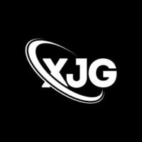 xjg-Logo. xjg-Buchstabe. xjg-Buchstaben-Logo-Design. xjg-Logo mit den Initialen, verbunden mit einem Kreis und einem Monogramm-Logo in Großbuchstaben. xjg-typografie für technologie-, geschäfts- und immobilienmarke. vektor