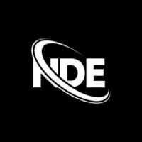 nde logotyp. nde brev. nde brev logotyp design. initialer nde logotyp länkad med cirkel och versaler monogram logotyp. nde typografi för teknik, företag och fastighetsmärke. vektor