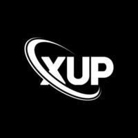 xup-Logo. xup-Brief. xup-Brief-Logo-Design. xup-Logo mit den Initialen, verbunden mit einem Kreis und einem Monogramm-Logo in Großbuchstaben. xup-typografie für technologie-, geschäfts- und immobilienmarke. vektor