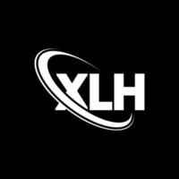 xlh-Logo. xlh-Buchstabe. xlh-Buchstaben-Logo-Design. xlh-Logo der Initialen, verbunden mit einem Kreis und einem Monogramm-Logo in Großbuchstaben. xlh-typografie für technologie-, geschäfts- und immobilienmarke. vektor