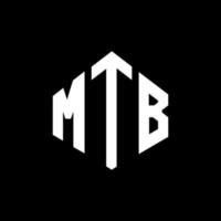 mtb brev logotyp design med polygon form. mtb polygon och kubform logotypdesign. mtb hexagon vektor logotyp mall vita och svarta färger. mtb-monogram, affärs- och fastighetslogotyp.