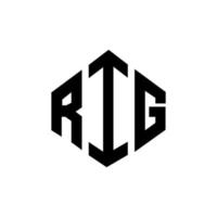 Rig-Brief-Logo-Design mit Polygonform. Logo-Design in Rig-Polygon- und Würfelform. Rig Sechseck-Vektor-Logo-Vorlage in weißen und schwarzen Farben. rig-monogramm, geschäfts- und immobilienlogo. vektor