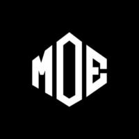 Moe-Buchstaben-Logo-Design mit Polygonform. Moe Polygon- und Würfelform-Logo-Design. Moe Sechseck-Vektor-Logo-Vorlage in weißen und schwarzen Farben. Moe-Monogramm, Geschäfts- und Immobilienlogo. vektor
