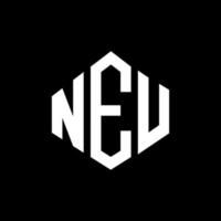 neu letter logotyp design med polygon form. neu polygon och kubform logotypdesign. neu hexagon vektor logotyp mall vita och svarta färger. neu monogram, affärs- och fastighetslogotyp.