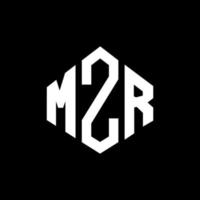 mzr letter logotyp design med polygon form. mzr polygon och kubform logotypdesign. mzr hexagon vektor logotyp mall vita och svarta färger. mzr monogram, affärs- och fastighetslogotyp.