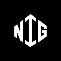 Nig-Brief-Logo-Design mit Polygonform. Nig-Polygon- und Würfelform-Logo-Design. Nig Sechseck-Vektor-Logo-Vorlage in weißen und schwarzen Farben. nig-monogramm, geschäfts- und immobilienlogo. vektor
