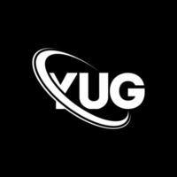 Jug-Logo. Jug Brief. Jug-Brief-Logo-Design. Initialen-Yug-Logo, verbunden mit Kreis und Monogramm-Logo in Großbuchstaben. yug-typografie für technologie-, geschäfts- und immobilienmarke. vektor