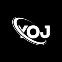 Yoj-Logo. yoj brief. yoj-Buchstaben-Logo-Design. Initialen yoj-Logo, verbunden mit Kreis und Monogramm-Logo in Großbuchstaben. yoj-typografie für technologie-, geschäfts- und immobilienmarke. vektor