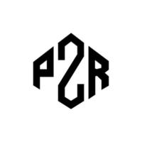 pzr bokstavslogotypdesign med polygonform. pzr polygon och kub form logotyp design. pzr hexagon vektor logotyp mall vita och svarta färger. pzr monogram, affärs- och fastighetslogotyp.