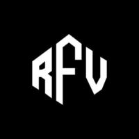 rfv brev logotyp design med polygon form. rfv polygon och kubform logotypdesign. rfv hexagon vektor logotyp mall vita och svarta färger. rfv-monogram, affärs- och fastighetslogotyp.