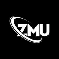 zmu logotyp. zmu brev. zmu brev logotyp design. initialer zmu logotyp länkad med cirkel och versaler monogram logotyp. zmu typografi för teknik, affärs- och fastighetsmärke. vektor