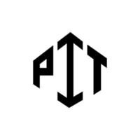 Pit-Brief-Logo-Design mit Polygonform. Pit-Polygon- und Würfelform-Logo-Design. Grube Sechseck-Vektor-Logo-Vorlage in weißen und schwarzen Farben. grubenmonogramm, geschäfts- und immobilienlogo. vektor