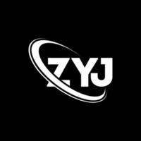 zyj logotyp. zyj bokstav. zyj bokstavslogotypdesign. initialer zyj logotyp länkad med cirkel och versaler monogram logotyp. zyj typografi för teknik, affärs- och fastighetsmärke. vektor