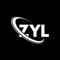 zyl logotyp. zyl bokstav. zyl bokstavslogotyp design. initialer zyl logotyp länkad med cirkel och versaler monogram logotyp. zyl typografi för teknik, företag och fastighetsmärke. vektor