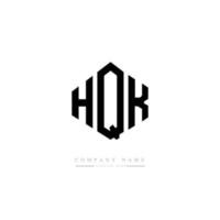 hqk-Buchstaben-Logo-Design mit Polygonform. hqk Polygon- und Würfelform-Logo-Design. hqk Sechseck-Vektor-Logo-Vorlage in weißen und schwarzen Farben. hqk-monogramm, geschäfts- und immobilienlogo. vektor