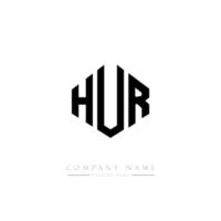 hur-Buchstaben-Logo-Design mit Polygonform. hur Polygon- und Würfelform-Logo-Design. hur Sechseck-Vektor-Logo-Vorlage in weißen und schwarzen Farben. hur monogramm, geschäfts- und immobilienlogo. vektor