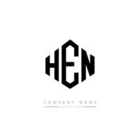 Henne-Brief-Logo-Design mit Polygonform. Henne-Polygon- und Würfelform-Logo-Design. Henne Sechseck-Vektor-Logo-Vorlage in weißen und schwarzen Farben. Hühnermonogramm, Geschäfts- und Immobilienlogo. vektor