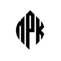 mpk-Kreisbuchstaben-Logo-Design mit Kreis- und Ellipsenform. mpk Ellipsenbuchstaben mit typografischem Stil. Die drei Initialen bilden ein Kreislogo. mpk-Kreis-Emblem abstrakter Monogramm-Buchstaben-Markierungsvektor. vektor