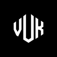 Vuk-Brief-Logo-Design mit Polygonform. Vuk Polygon- und Würfelform-Logo-Design. Vuk Sechseck-Vektor-Logo-Vorlage in weißen und schwarzen Farben. vuk-monogramm, geschäfts- und immobilienlogo. vektor