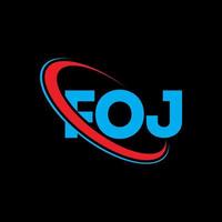 foj-Logo. foj brief. foj Brief Logo-Design. Initialen des foj-Logos, verbunden mit einem Kreis und einem Monogramm-Logo in Großbuchstaben. foj typografie für technologie-, business- und immobilienmarke. vektor