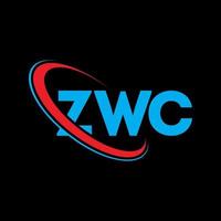 zwc logotyp. zwc bokstav. zwc bokstavslogotypdesign. initialer zwc logotyp länkad med cirkel och versaler monogram logotyp. zwc typografi för teknik, företag och fastighetsmärke. vektor