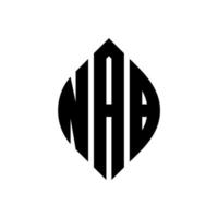 nab-Kreis-Buchstaben-Logo-Design mit Kreis- und Ellipsenform. nab ellipsenbuchstaben mit typografischem stil. Die drei Initialen bilden ein Kreislogo. nab-Kreis-Emblem abstrakter Monogramm-Buchstaben-Markierungsvektor. vektor