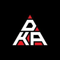 dka-Dreieck-Buchstaben-Logo-Design mit Dreiecksform. dka-Dreieck-Logo-Design-Monogramm. dka-Dreieck-Vektor-Logo-Vorlage mit roter Farbe. dka dreieckiges Logo einfaches, elegantes und luxuriöses Logo. vektor