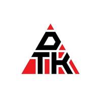 dtk-Dreieck-Buchstaben-Logo-Design mit Dreiecksform. dtk-Dreieck-Logo-Design-Monogramm. dtk-Dreieck-Vektor-Logo-Vorlage mit roter Farbe. dtk dreieckiges Logo einfaches, elegantes und luxuriöses Logo. vektor