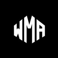 wma brev logotyp design med polygon form. wma polygon och kubform logotypdesign. wma hexagon vektor logotyp mall vita och svarta färger. wma monogram, affärs- och fastighetslogotyp.