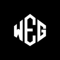 weg Brief Logo Design mit Polygonform. weg polygon und würfelform logo design. Weg Sechseck-Vektor-Logo-Vorlage in weißen und schwarzen Farben. weg monogramm, geschäfts- und immobilienlogo. vektor