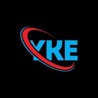 Yke-Logo. ja Brief. Yke-Brief-Logo-Design. Initialen YKE-Logo verbunden mit Kreis und Monogramm-Logo in Großbuchstaben. yke typografie für technologie-, geschäfts- und immobilienmarke. vektor