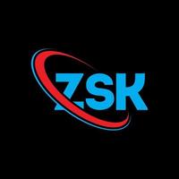 zsk-Logo. zsk Brief. zsk-Buchstaben-Logo-Design. Initialen zsk-Logo verbunden mit Kreis und Monogramm-Logo in Großbuchstaben. zsk-typografie für technologie-, geschäfts- und immobilienmarke. vektor