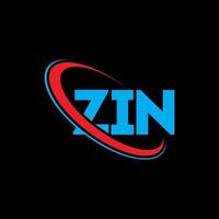 zin-Logo. zin brief. Logo-Design mit Zin-Buchstaben. Initialen Zin-Logo verbunden mit Kreis und Monogramm-Logo in Großbuchstaben. zin-typografie für technologie-, geschäfts- und immobilienmarke. vektor