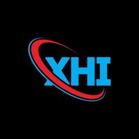 xhi logotyp. xhi bokstav. xhi bokstavslogotyp design. initialer xhi logotyp länkad med cirkel och versaler monogram logotyp. xhi typografi för teknik, företag och fastighetsmärke. vektor