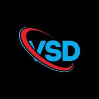 vsd-Logo. vs Brief. vsd-Buchstaben-Logo-Design. Initialen vsd-Logo verbunden mit Kreis und Monogramm-Logo in Großbuchstaben. vsd typografie für technologie-, geschäfts- und immobilienmarke. vektor