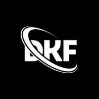 dkf logotyp. dkf brev. dkf brev logotyp design. initialer dkf logotyp länkad med cirkel och versaler monogram logotyp. dkf typografi för teknik, företag och fastighetsmärke. vektor