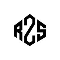 rzs bokstavslogotypdesign med polygonform. rzs polygon och kubform logotypdesign. rzs hexagon vektor logotyp mall vita och svarta färger. rzs monogram, affärs- och fastighetslogotyp.