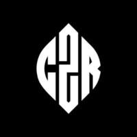 czr cirkelbokstavslogotypdesign med cirkel och ellipsform. czr ellipsbokstäver med typografisk stil. de tre initialerna bildar en cirkellogotyp. czr cirkel emblem abstrakt monogram brev märke vektor. vektor