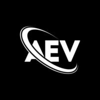 aev-Logo. aev brief. AEV-Brief-Logo-Design. Initialen AEV-Logo verbunden mit Kreis und Monogramm-Logo in Großbuchstaben. aev typografie für technologie, business und immobilienmarke. vektor