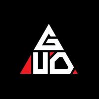 guo triangel bokstavslogotyp design med triangelform. guo triangel logotyp design monogram. guo triangel vektor logotyp mall med röd färg. guo triangulär logotyp enkel, elegant och lyxig logotyp.