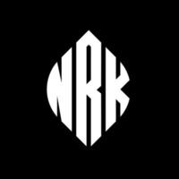 nk-Kreis-Buchstaben-Logo-Design mit Kreis- und Ellipsenform. nrk Ellipsenbuchstaben mit typografischem Stil. Die drei Initialen bilden ein Kreislogo. nrk-Kreis-Emblem abstrakter Monogramm-Buchstaben-Markierungsvektor. vektor