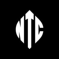 ntc-Kreisbuchstaben-Logo-Design mit Kreis- und Ellipsenform. ntc ellipsenbuchstaben mit typografischem stil. Die drei Initialen bilden ein Kreislogo. NTC-Kreis-Emblem abstrakter Monogramm-Buchstaben-Markierungsvektor. vektor